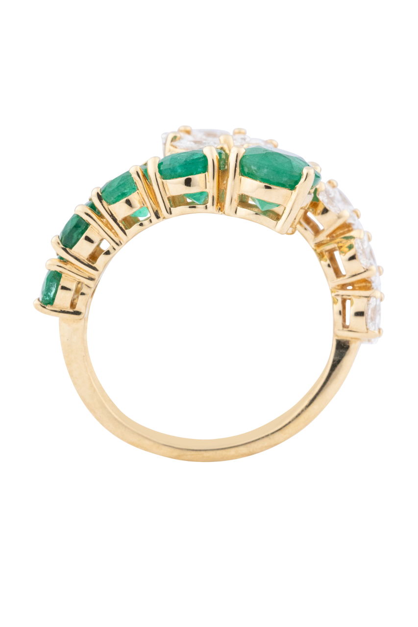 Emerald & Diamond Twist Ring