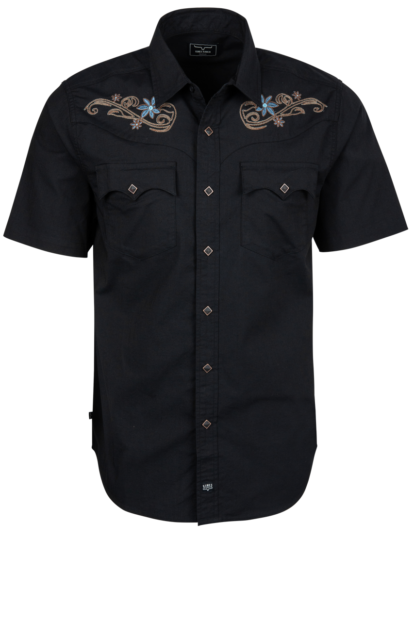 Leland Embroidered Snap Front Shirt - Black – Pinto Ranch