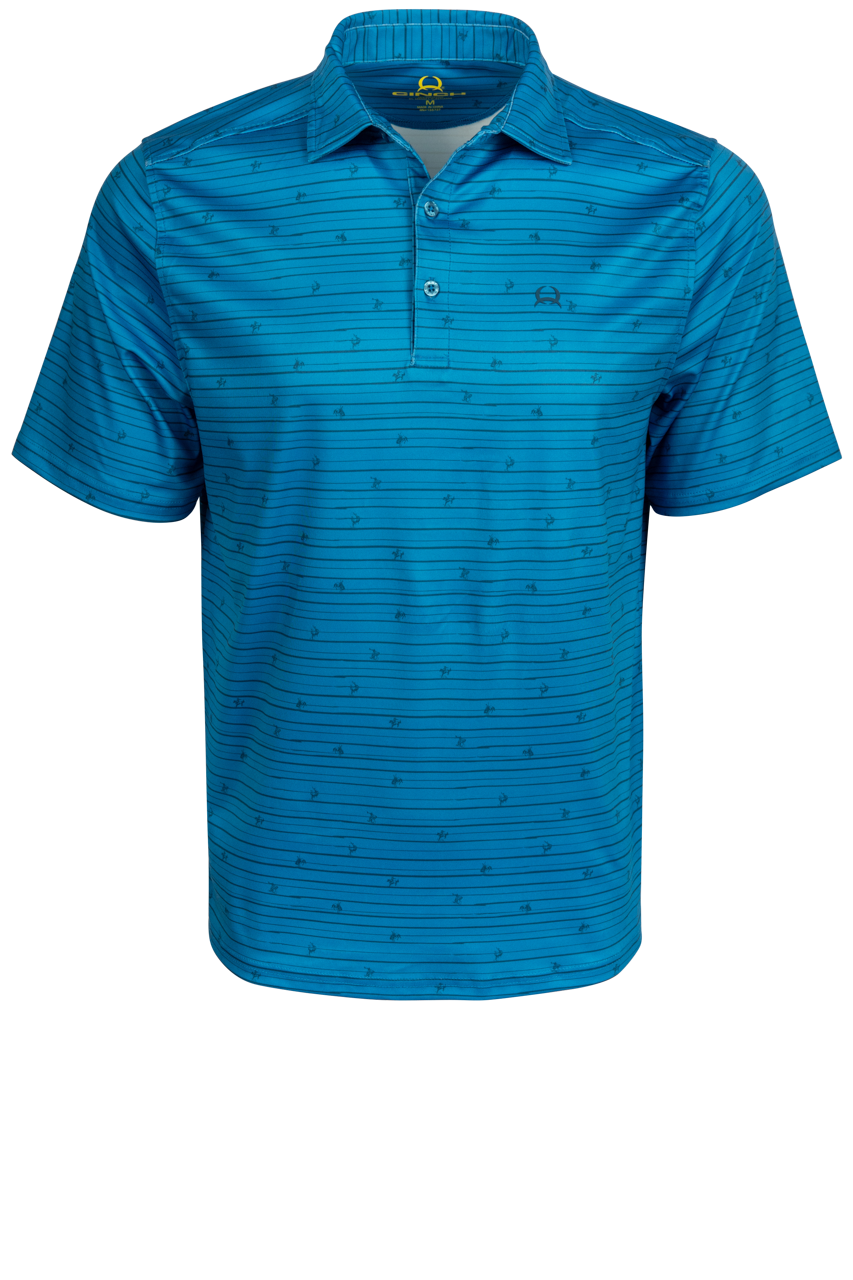 Cinch Buck Stripe Print Polo Shirt - Blue – Pinto Ranch