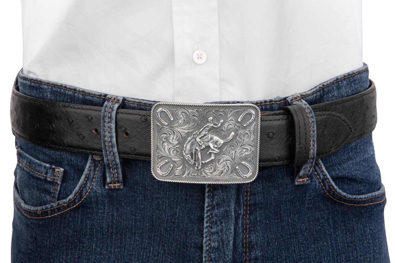 Clint Orms 1.5" Bucking Horse & Horseshoe Belt Buckle