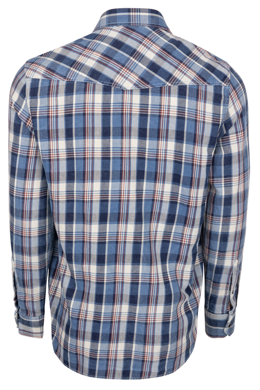 Pinto Ranch Plaid Western Snap Shirt - Freedom Blue - alternate view