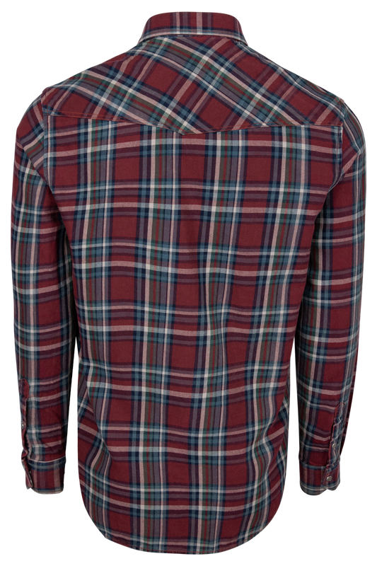 Pinto Ranch Plaid Western Snap Shirt - Burgundy - alternate view