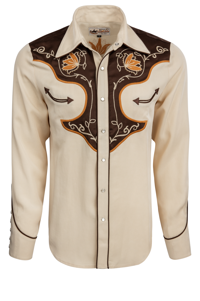 H Bar C Tan Snap Front Santa Barbara Shirt | Pinto Ranch