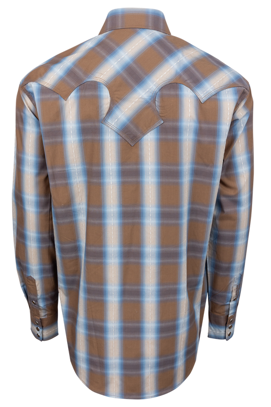 Stetson Men's Dobby Plaid Western Shirt - Chocolate - alternate view