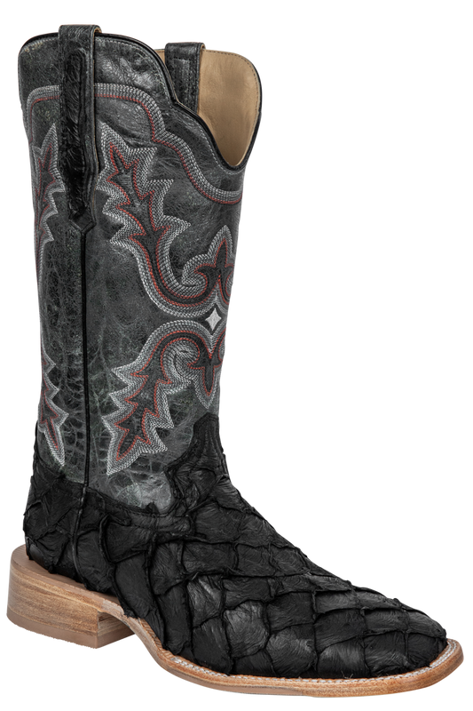 R. Watson Matte Pirarucu Cowboy Boots - Black - alternate view
