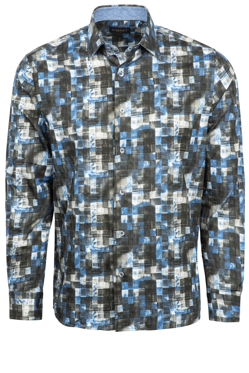 Louis Vuitton Blue Camo Button Up Shirt