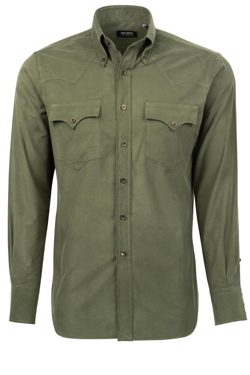 Lyle Lovett for Hamilton Button-Front Shirt - Green Corduroy