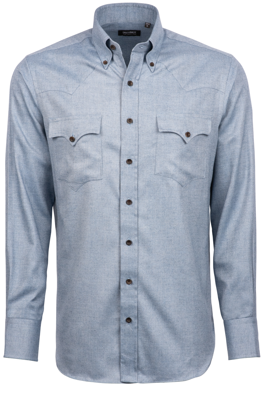 Lyle Lovett for Hamilton Button-Front Shirt - Blue Twill
