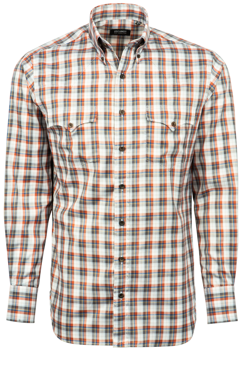 Lyle Lovett for Hamilton Button-Front Shirt - Orange Plaid