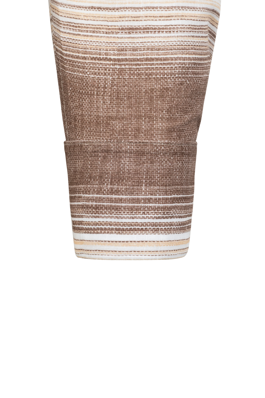 Garnet Button-Front Sport Shirt - Striped Tan