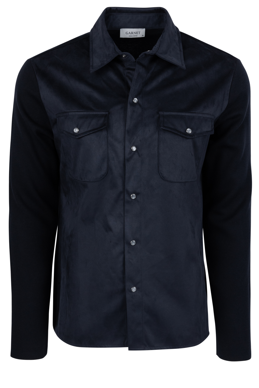 Garnet Snap Front Shirt Jacket - Navy