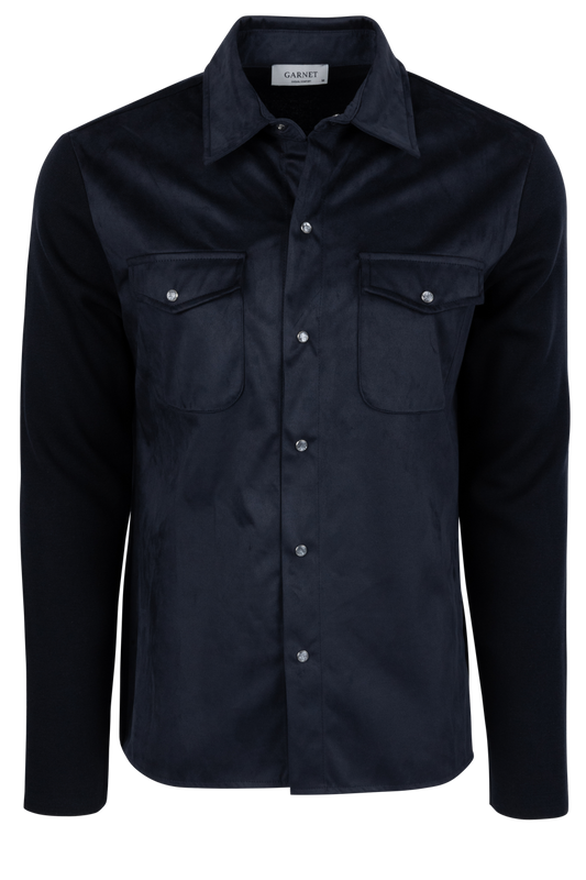 Garnet Snap Front Shirt Jacket - Navy