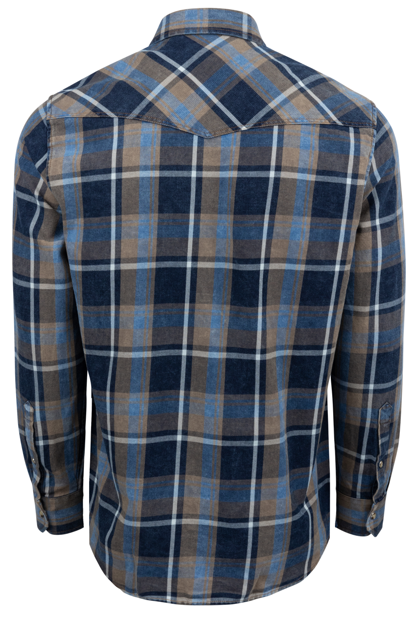 Pinto Ranch YY Collection Plaid Snap Front Shirt - Blue Multi