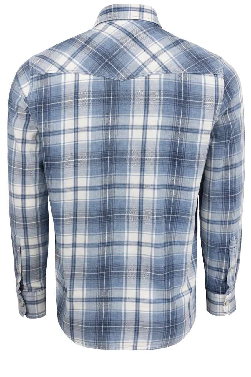 Pinto Ranch YY Collection Plaid Snap Front Shirt - Indigo