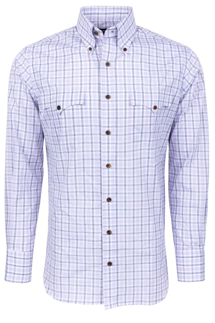 Lyle Lovett for Hamilton Button-Front Shirt - Purple Check