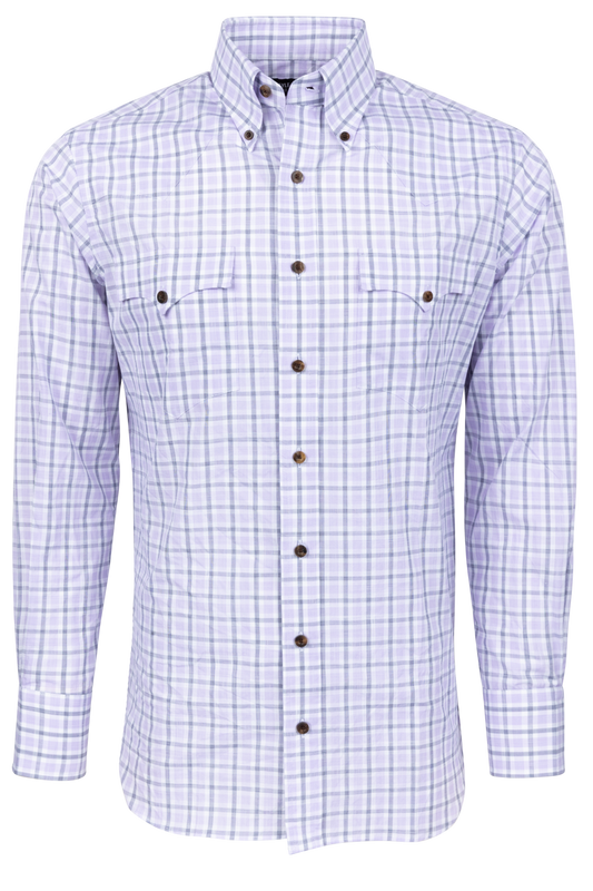 Lyle Lovett for Hamilton Button-Front Shirt - Purple Check