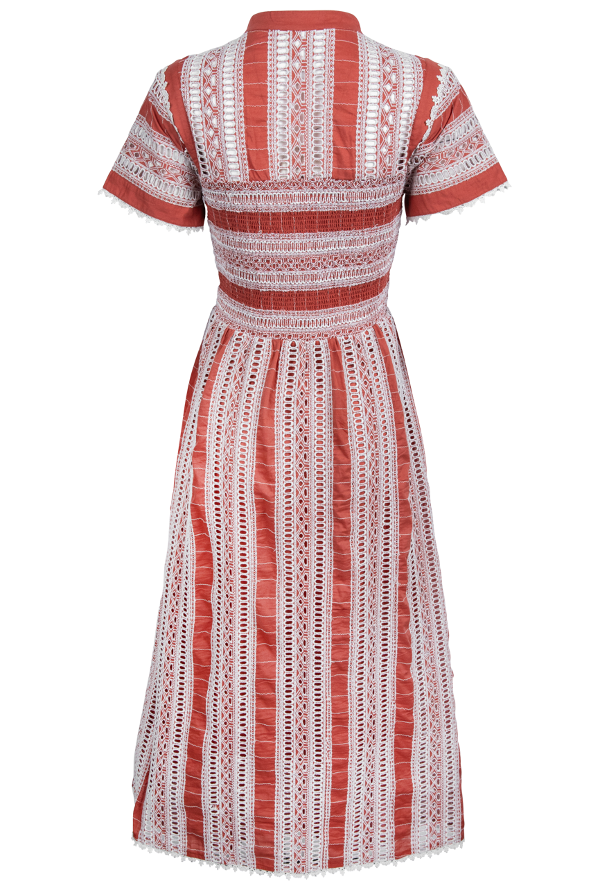Soleil Textured Eyelet Midi Dress