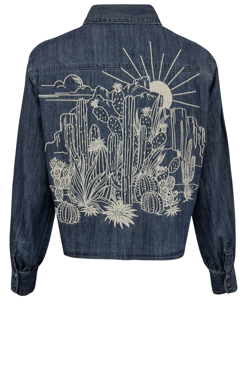 Stetson Women's Cropped Dark Denim Blouse