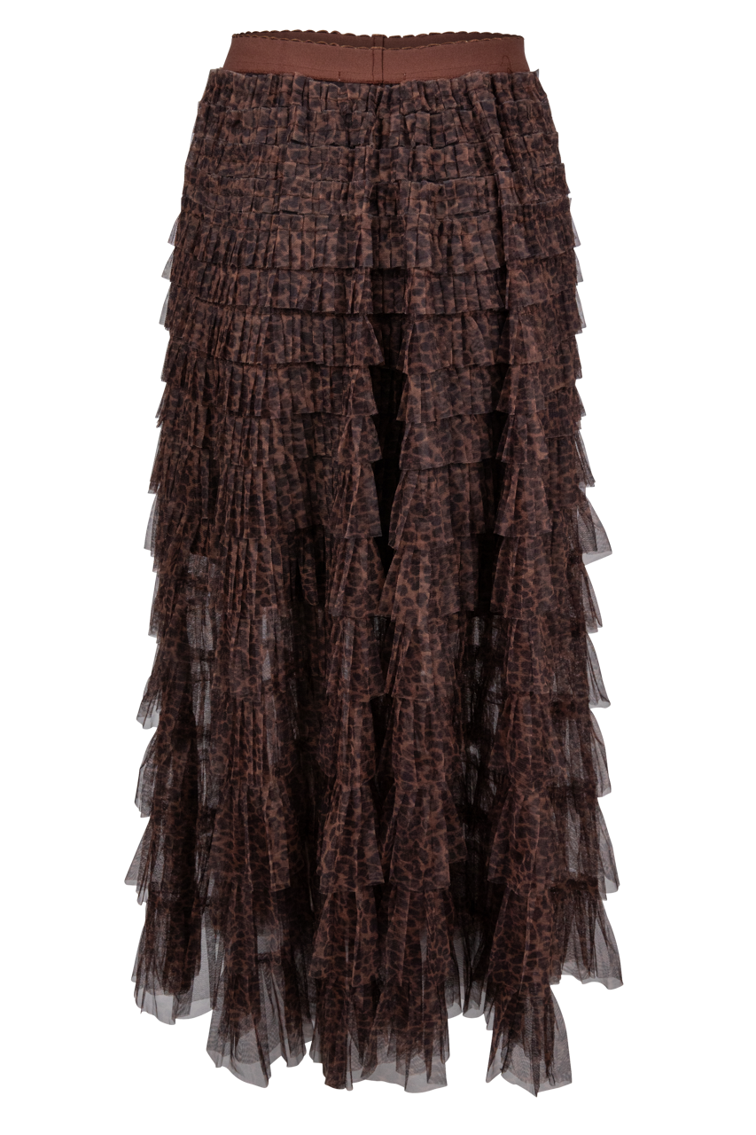 Raisonnel Tiered Leopard Print Maxi Skirt