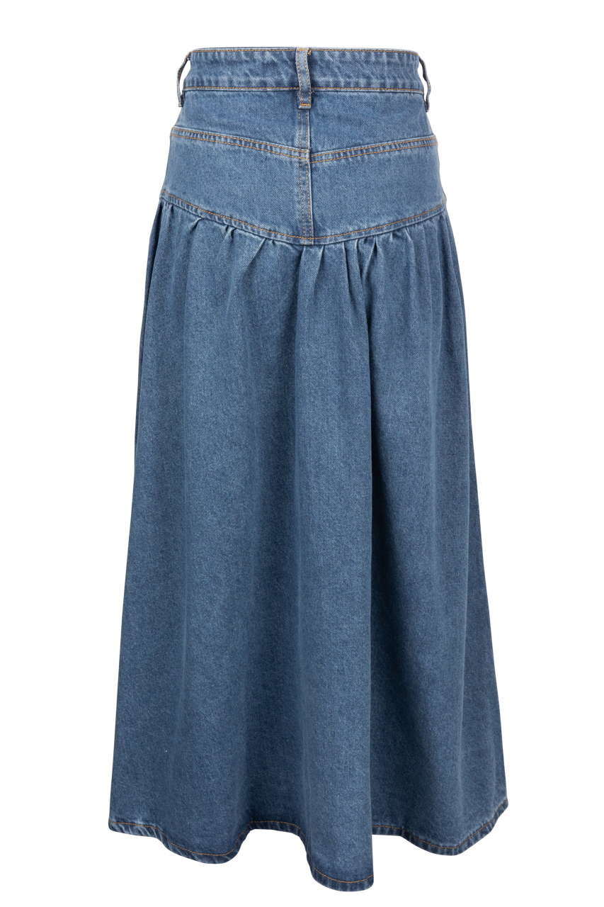 Raisonnel Tiered Denim Maxi Skirt