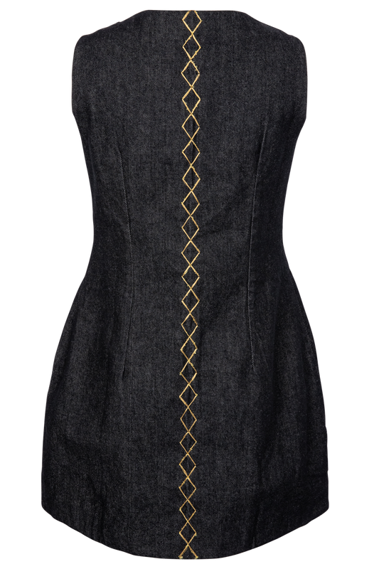 Allie Falcon Gilded Denim Mini Dress - alternate view