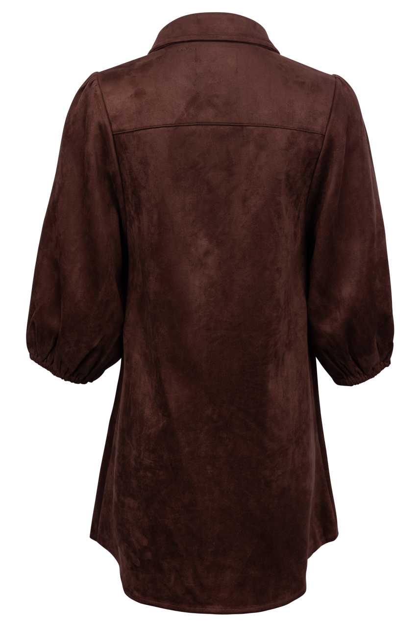 Dolce Cabo Faux Suede Shirt Dress - Brown