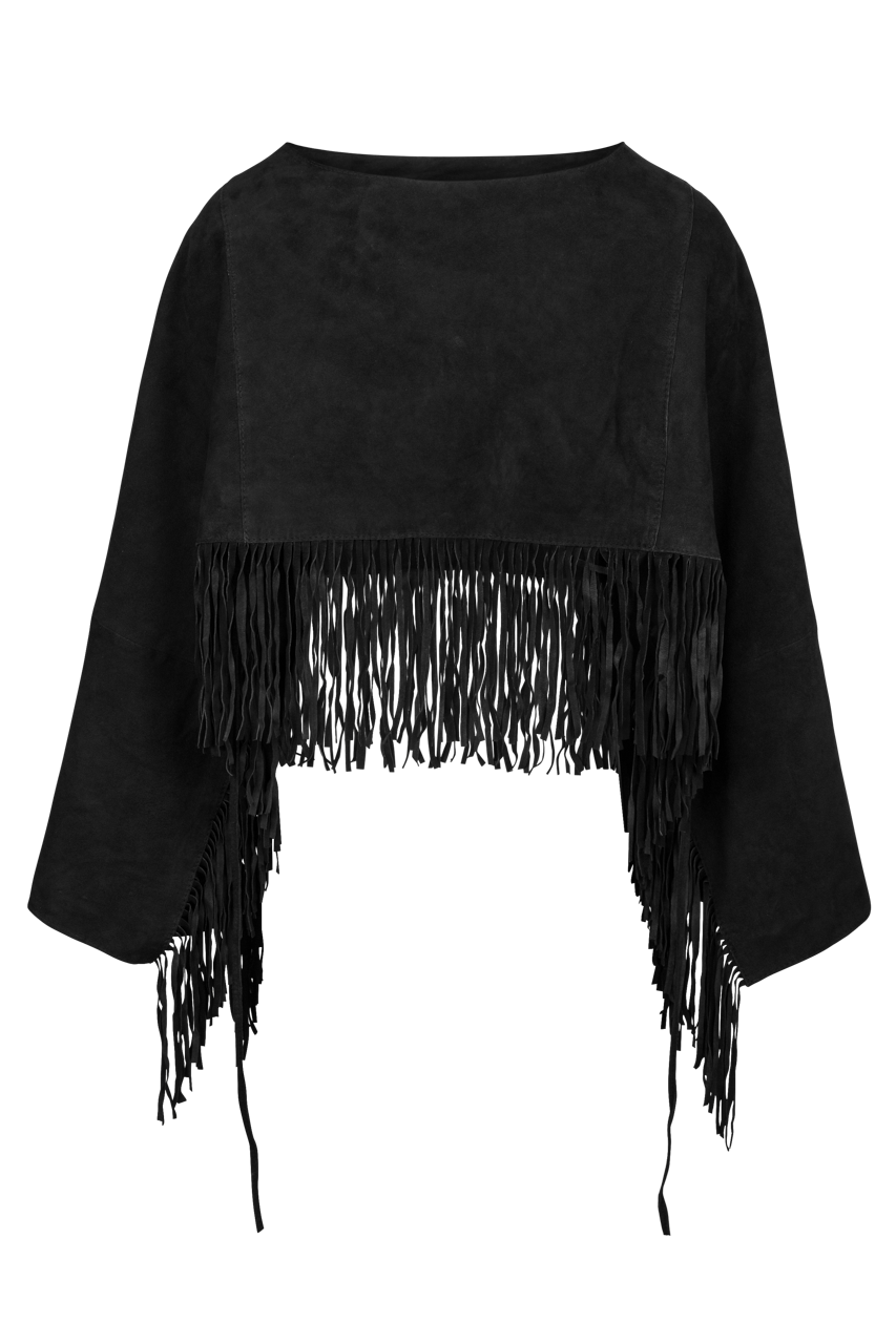 Mauritius Paige Suede Leather Fringe Cape