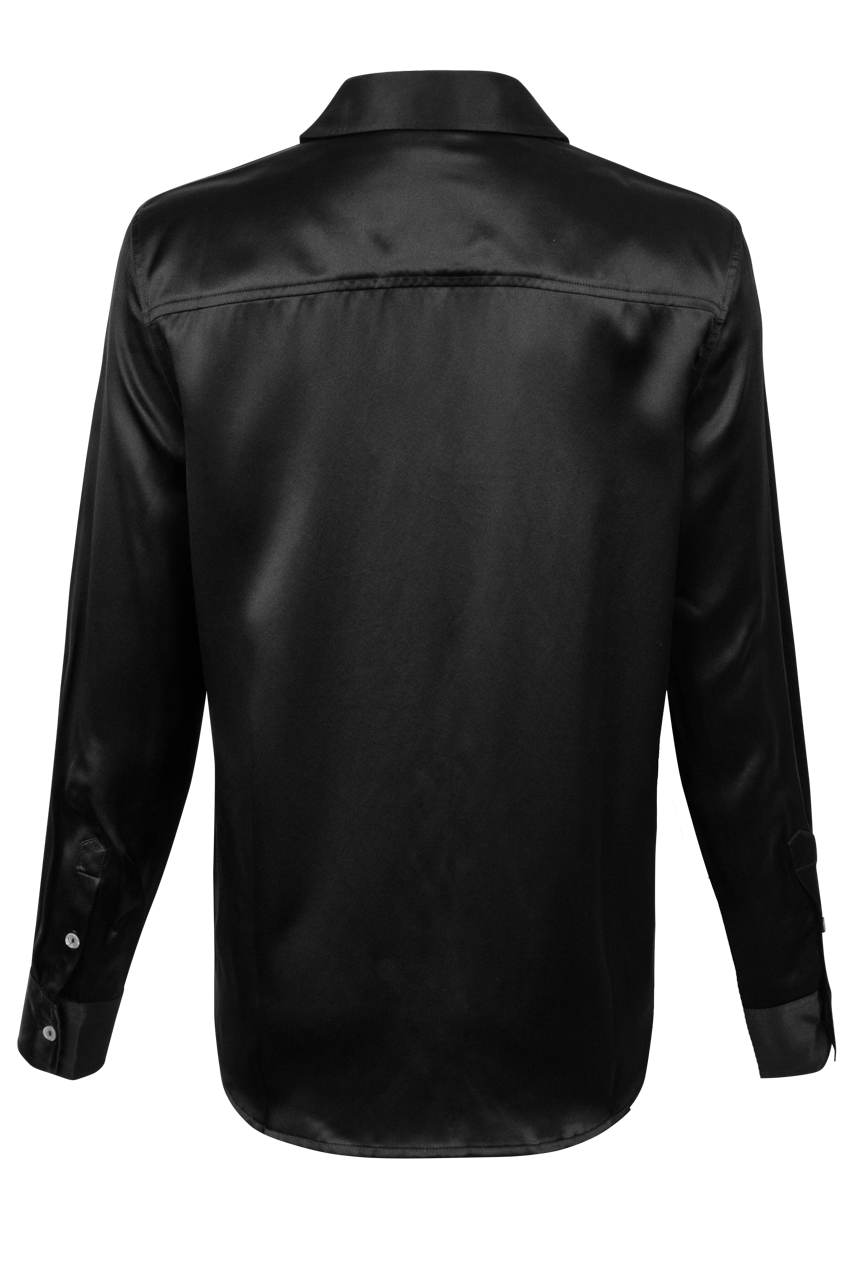 Johnny Was Silk Collared Button Down Shirt - Black
