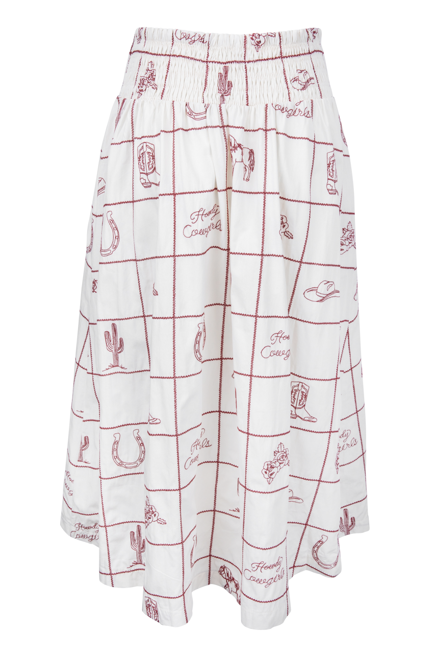 Peace Love Line Western Smocked Skirt
