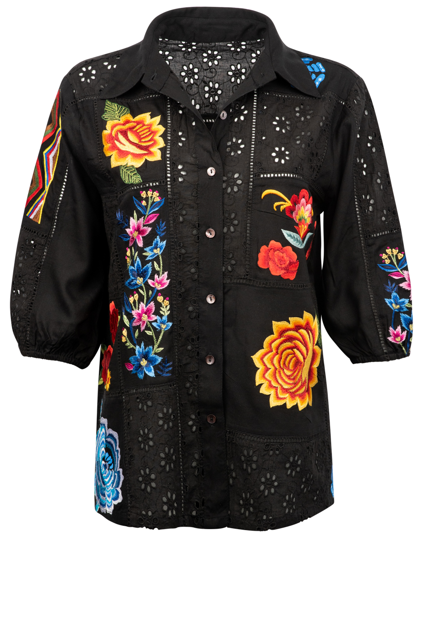 Vintage Collection Black Patchwork Top