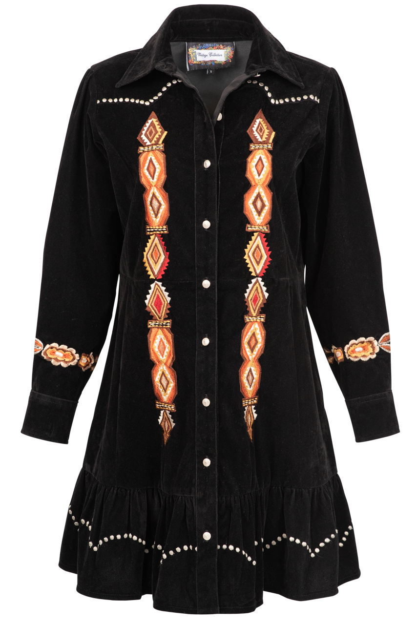 Vintage Collection Whiskey Embroidered Suede Dress