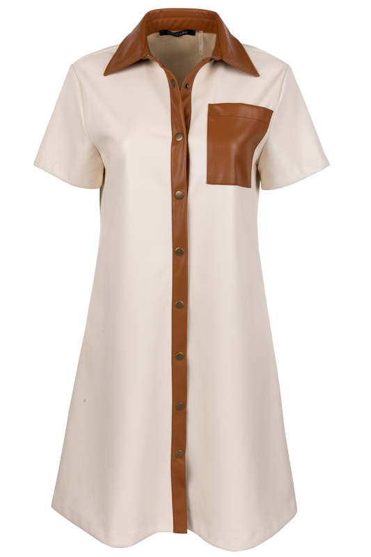 Dolce Cabo Vegan Leather Shirt Dress