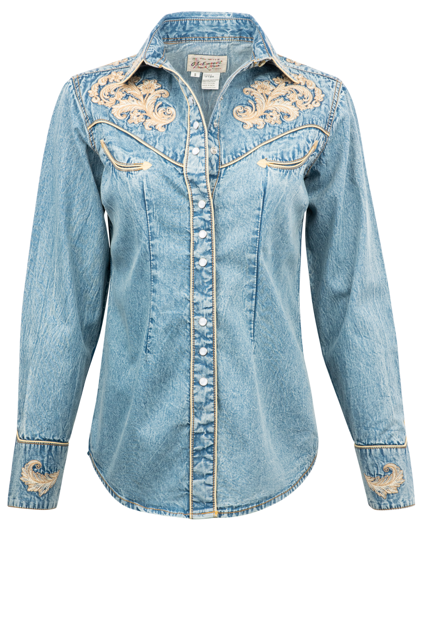 Rockmount Ranch Wear Floral Denim Western Shirt