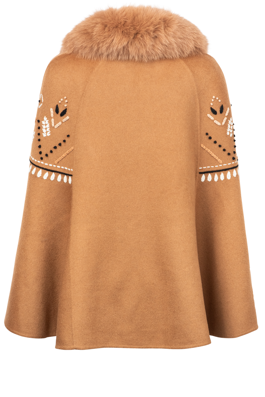Diomi Fox Fur Cape - Tan
