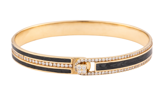 Diamond and Black Enamel Bangle