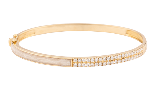 Diamond and White Enamel Bangle