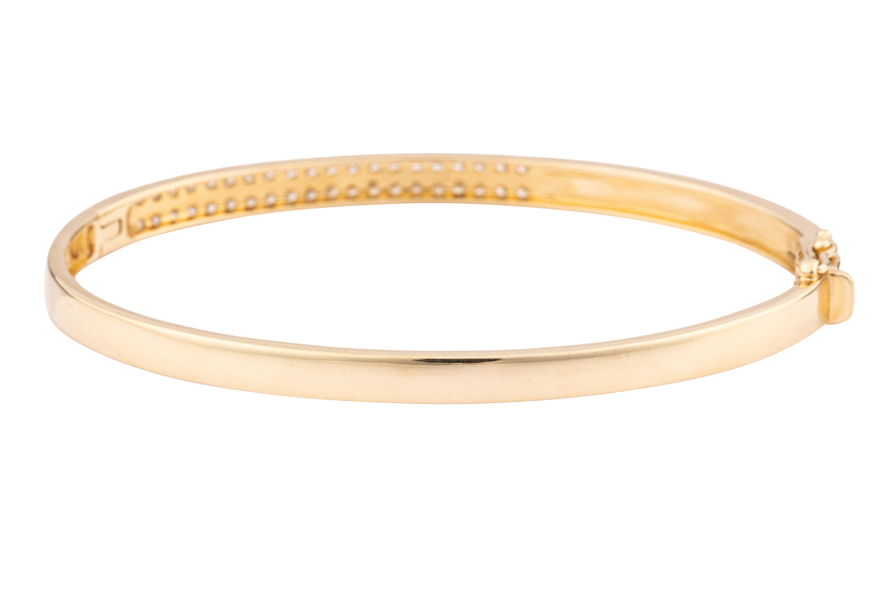 Diamond and White Enamel Bangle