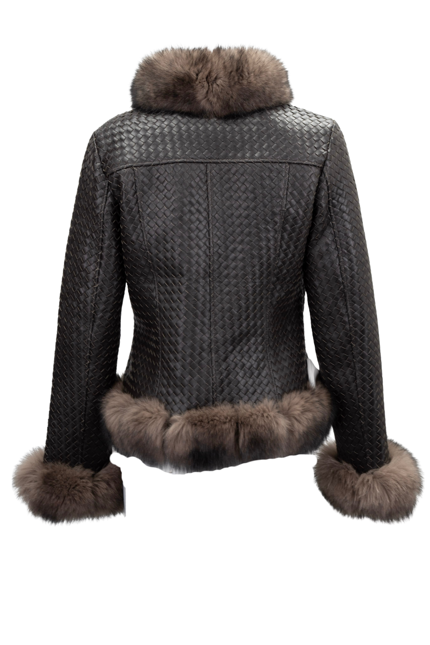 Pinto Ranch Brown Leather Woven Jacket