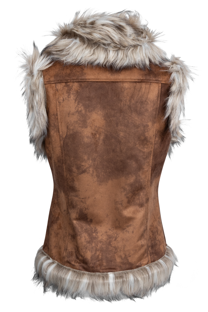 Tasha Polizzi Brown Faux Suede and Fur Vest