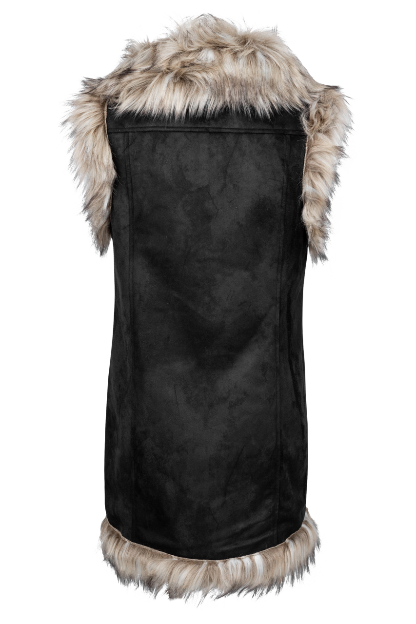 Tasha Polizzi Black Faux Suede and Fur Vest