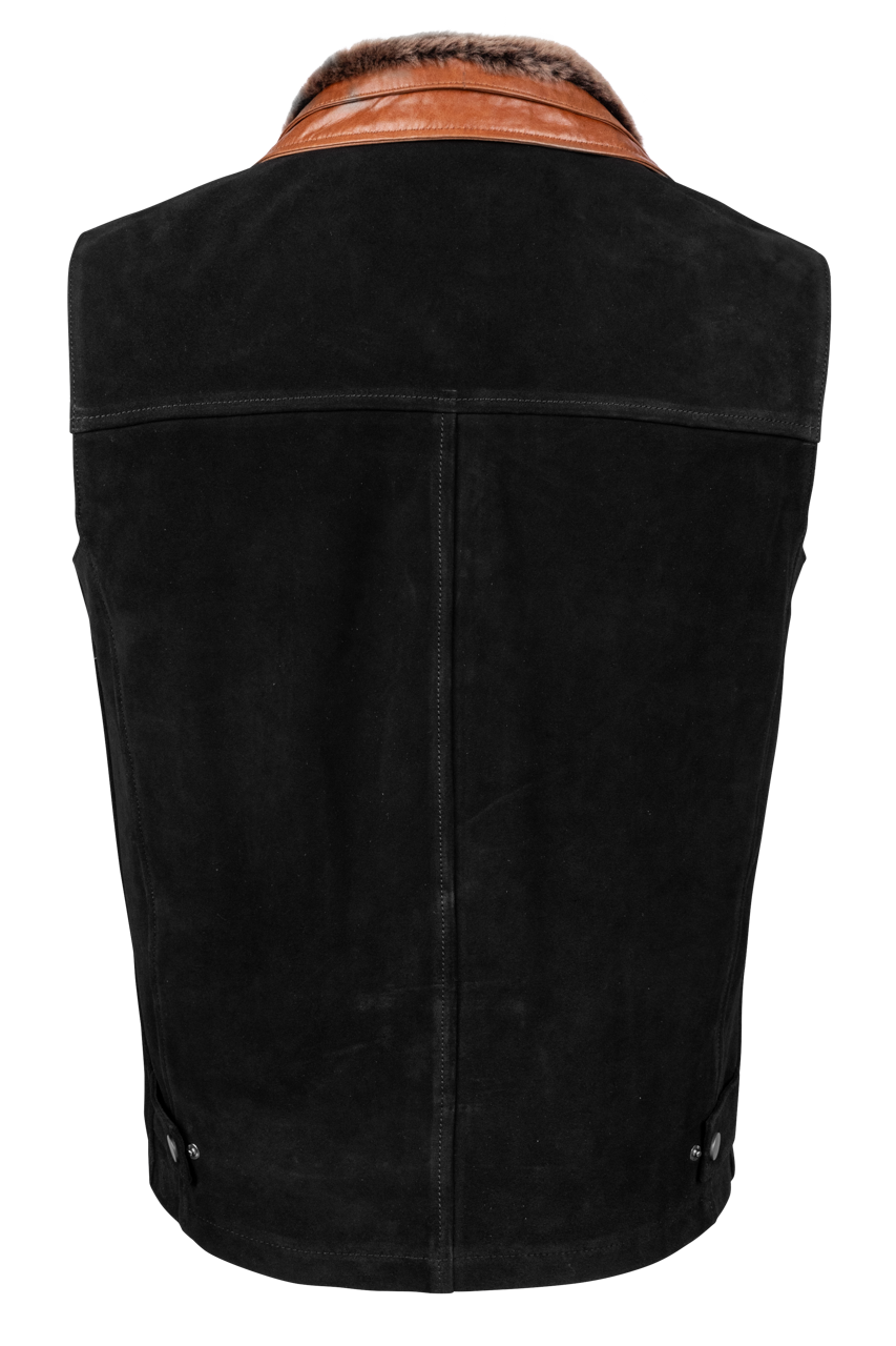 Pinto Ranch Black Suede and Shearling Vest