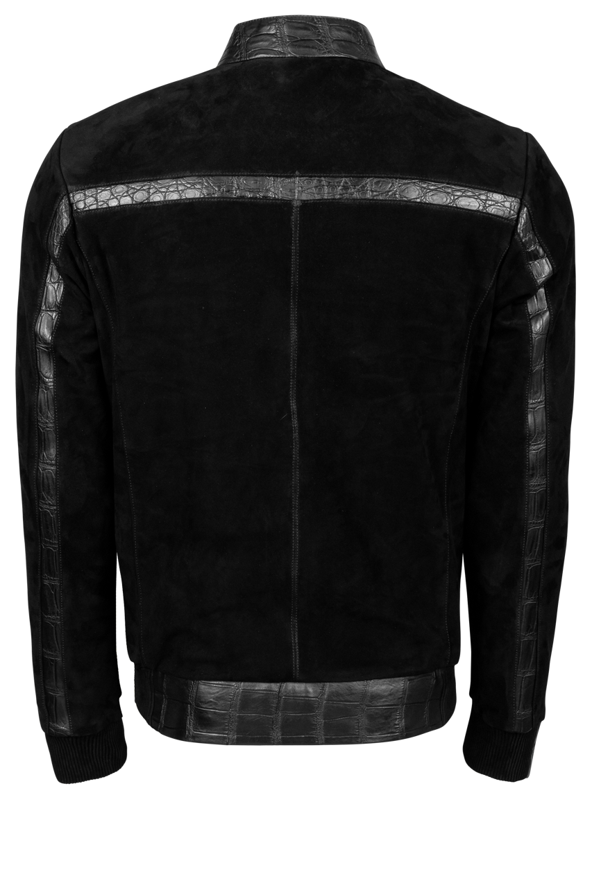 Pinto Ranch Black Alligator Bomber Jacket