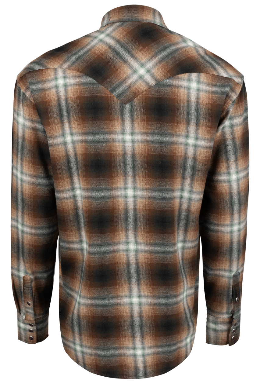 Stetson Men's Brushed Flannel Snap Front Shirt - Brown
