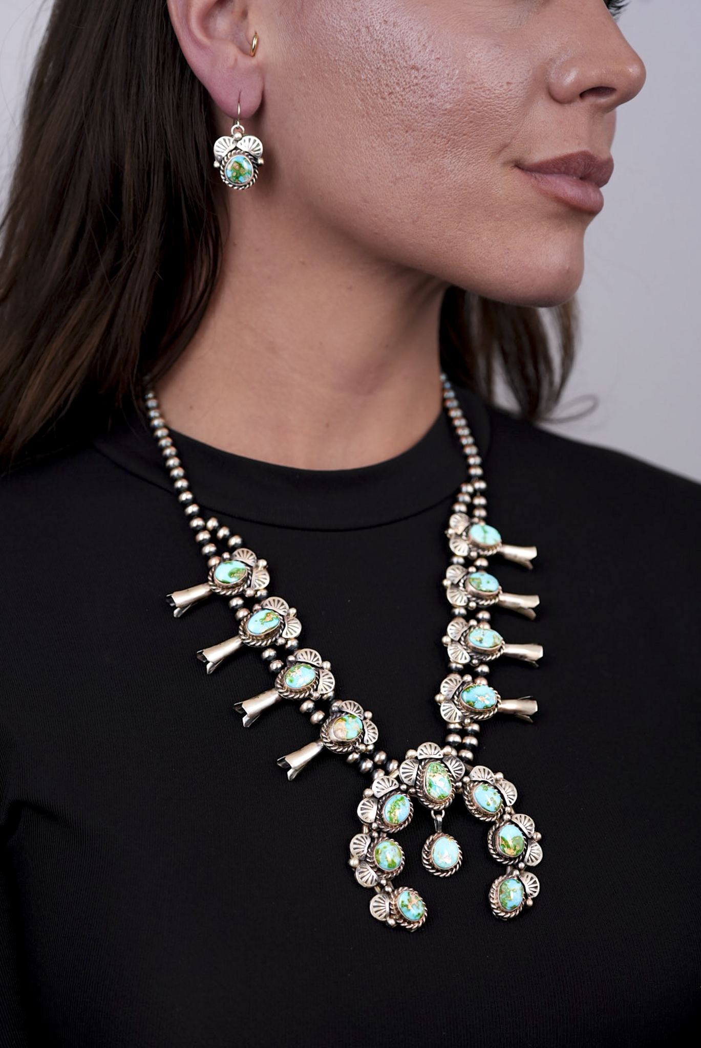 Turquoise Squash Blossom Necklace Set