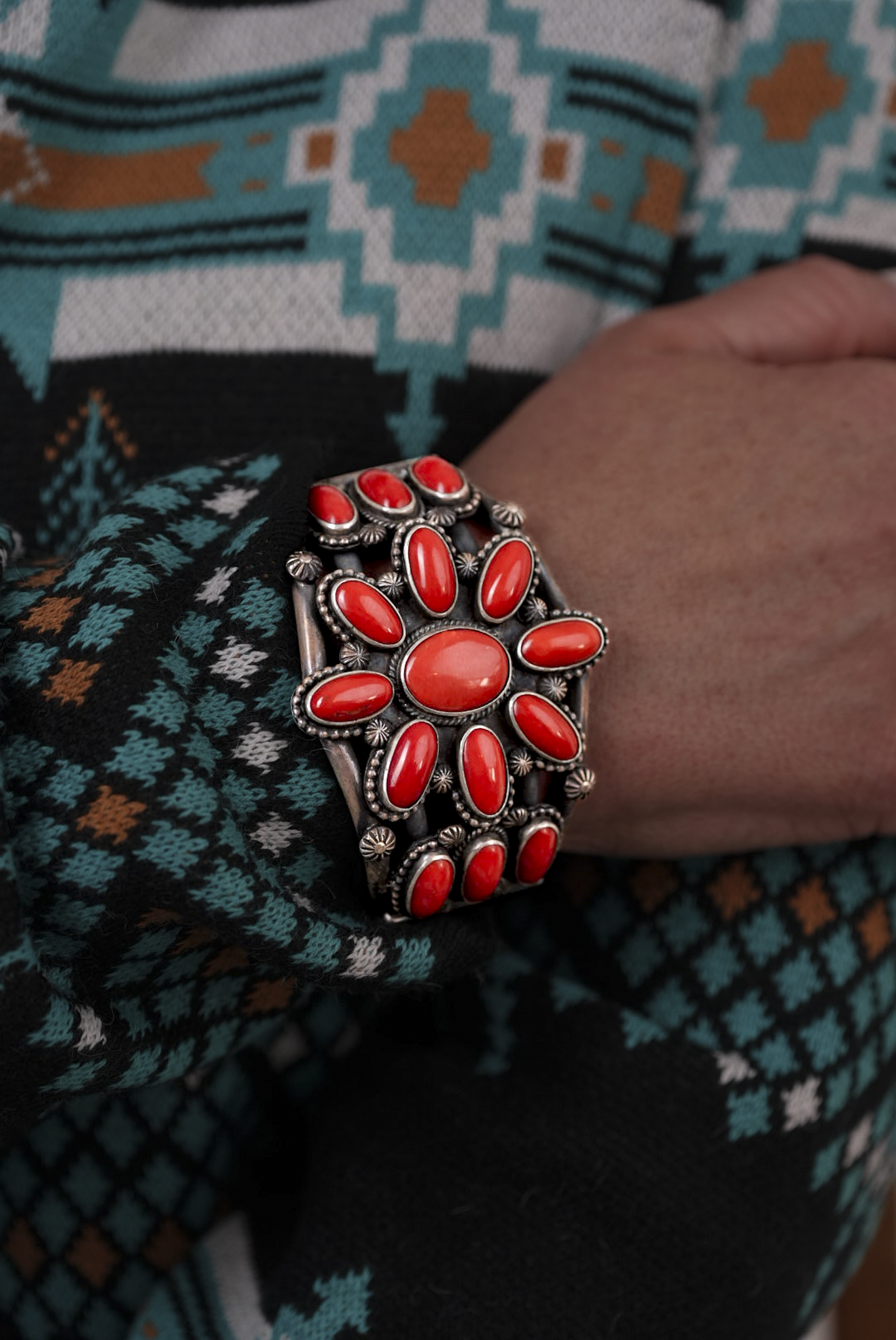 Navajo Chunky Coral Bracelet