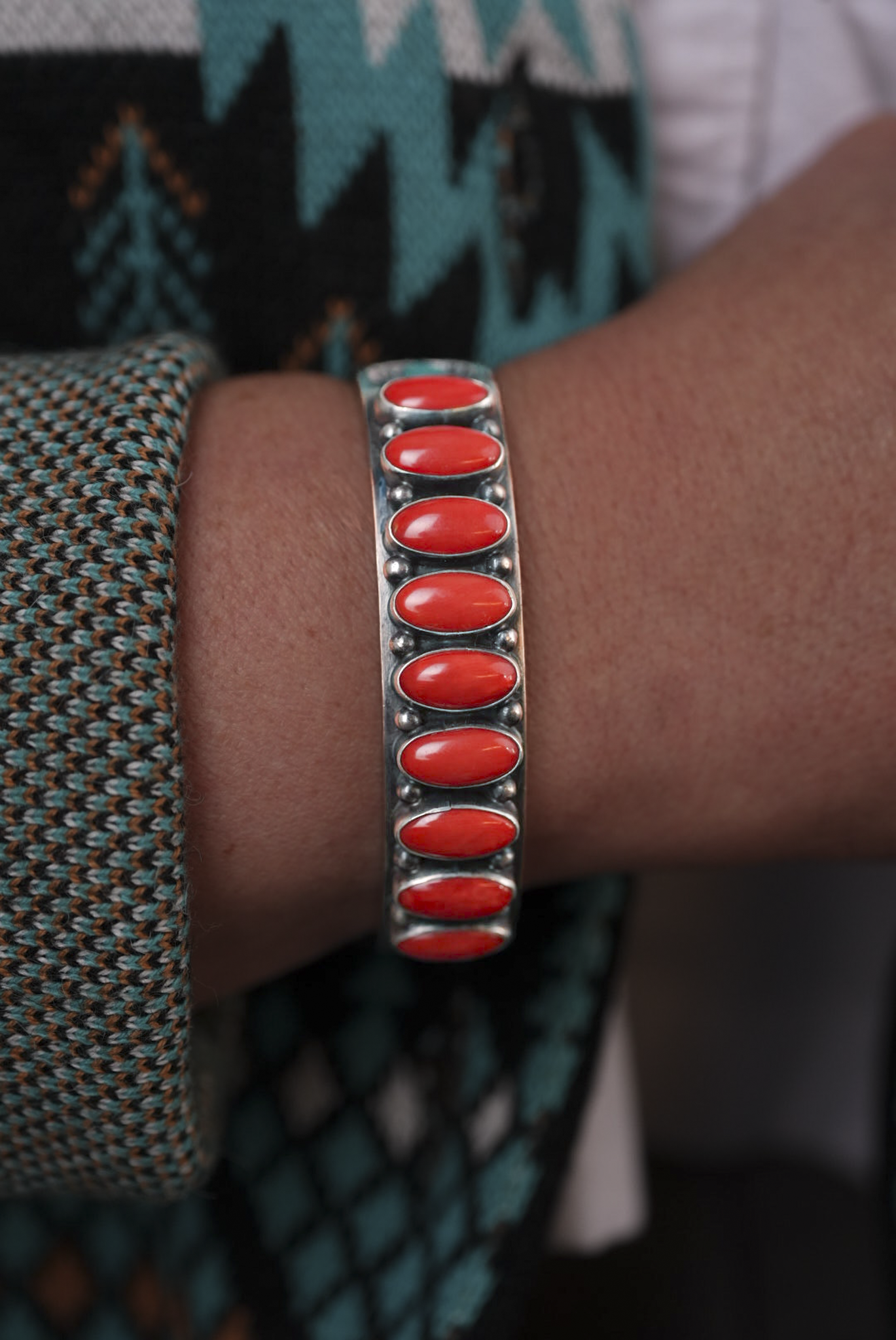 Navajo Coral Cuff Bracelet