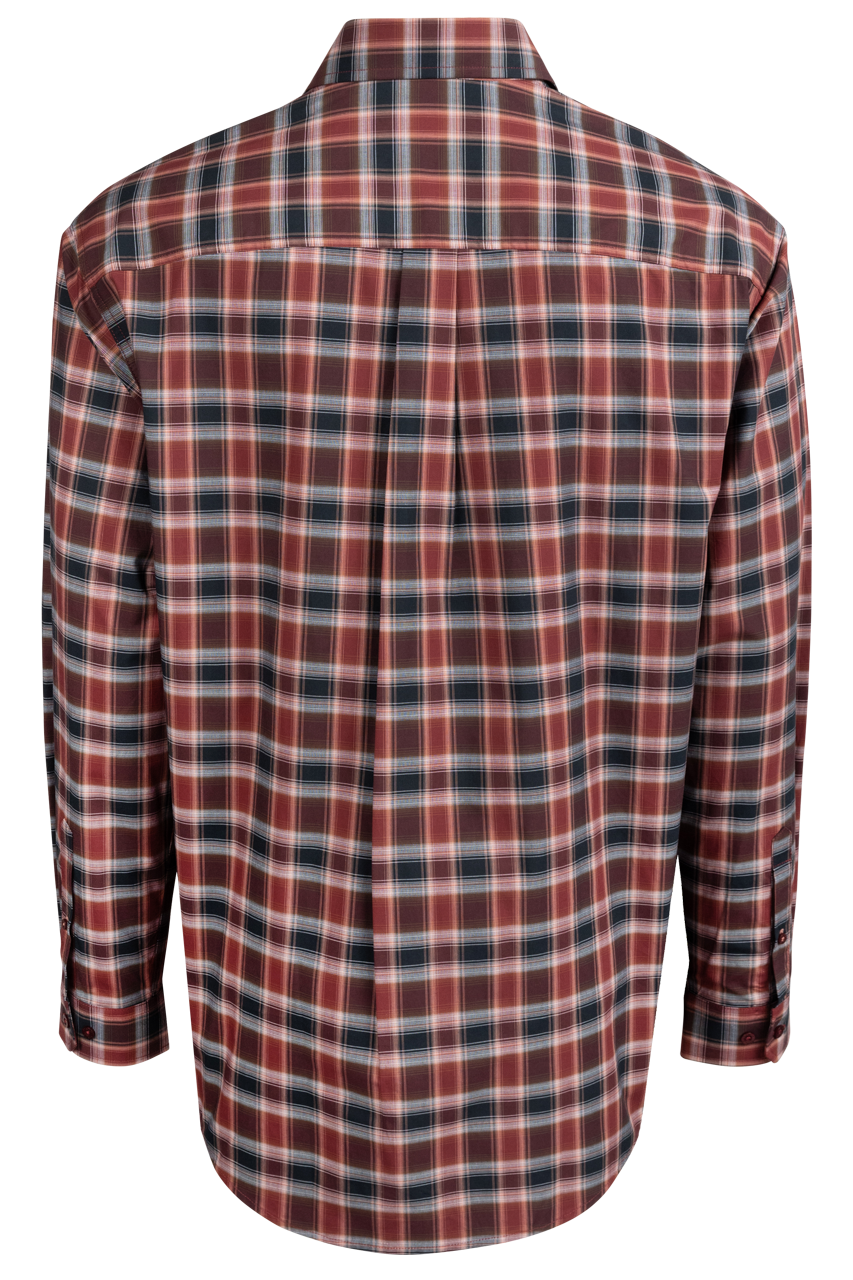 Cinch Plaid Button-Front Shirt - Burgundy