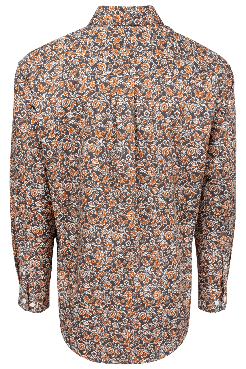 Cinch Floral Print Button-Front Shirt - Charcoal