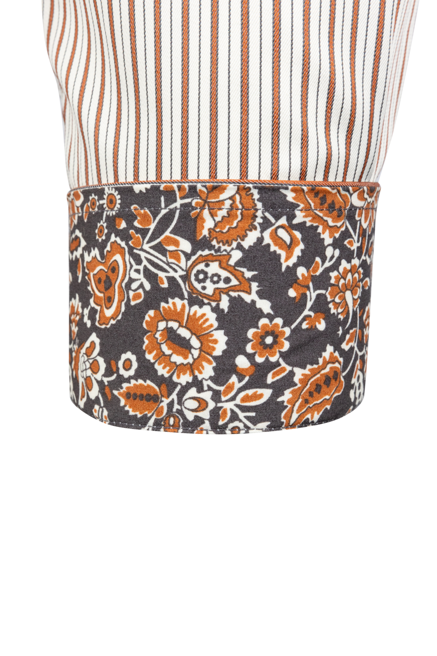 Cinch Striped Button-Front Shirt - Cream