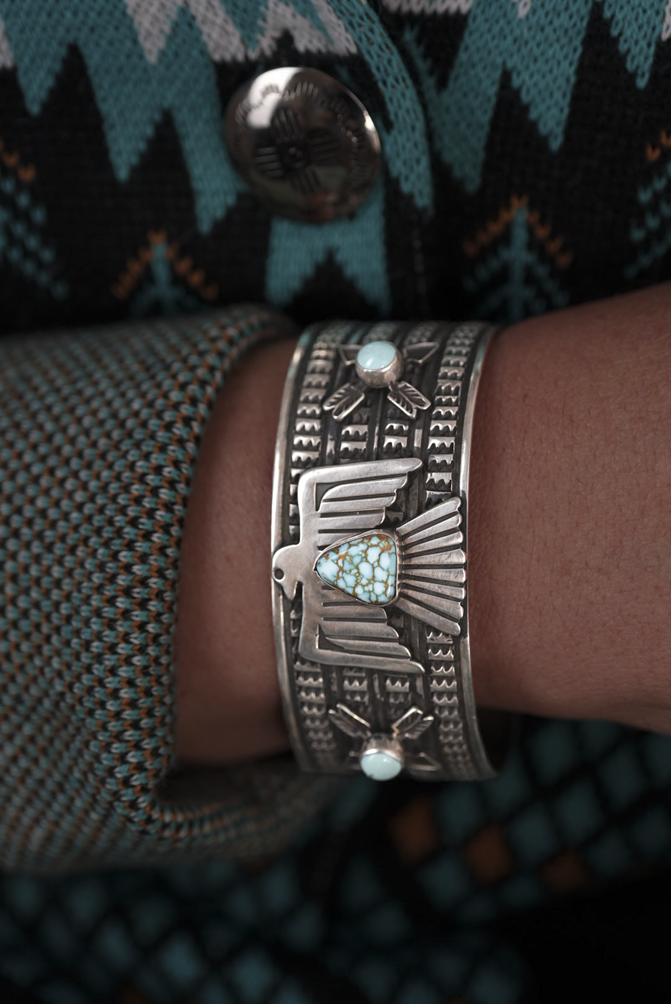 Silver and Turquoise Eagle Cuff Bracelet